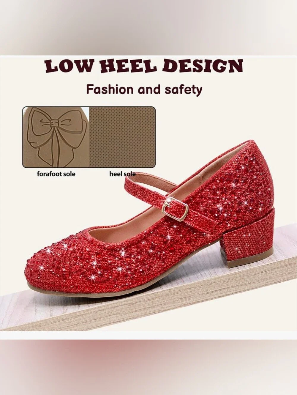 Girls Sparkle Mary Jane Wizard Of Oz Dorothy Inspired Dress Shoes - Red